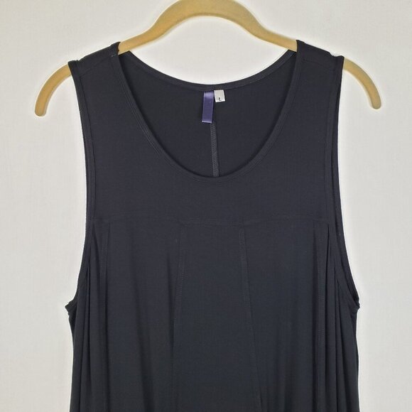 Heartstring Tunic Sleeveless Pocket Top Black Lagenlook Womens Size Large - Picture 3 of 8